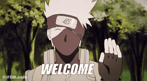 A Cartoon Character With A Mask On His Face Says Welcome GIF