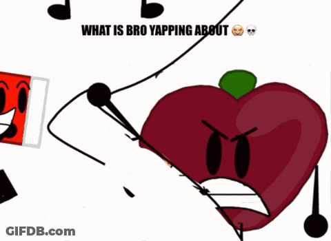 A Cartoon Character With A Microphone And The Words " What Is Bro Yapping About " Below It GIF
