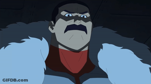 A Cartoon Character With A Mustache And A Fur Coat Looks Angry GIF