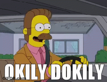 A Cartoon Character With A Mustache Is Driving A Car With The Words Okly Dokily Above Him GIF