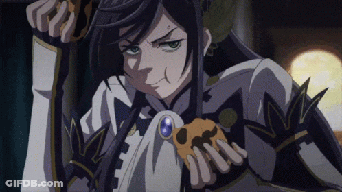 A Cartoon Character With A Mustache Is Holding A Skull In Her Hands GIF