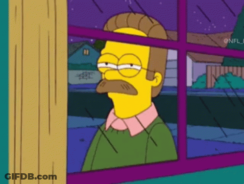 A Cartoon Character With A Mustache Is Looking Out A Window . GIF