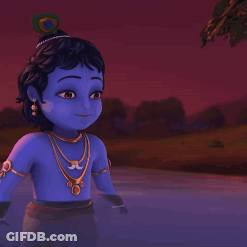 A Cartoon Character With A Peacock Feather On His Head Is Standing In A Body Of Water GIF