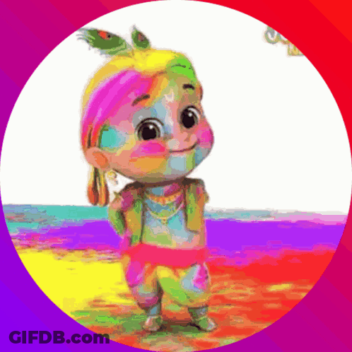 A Cartoon Character With A Peacock On His Head GIF