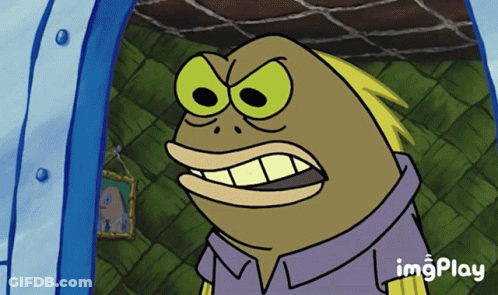 A Cartoon Character With A Picture Of A Fish On The Wall Behind Him And The Words Imgplay On The Bottom GIF