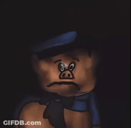 A Cartoon Character With A Pig Face Painted On His Face GIF