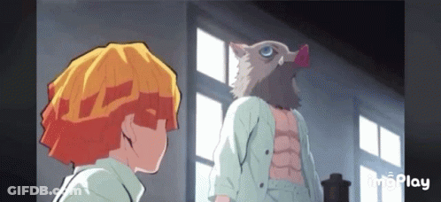 A Cartoon Character With A Pig 'S Head Is Standing Next To Another Cartoon Character . GIF