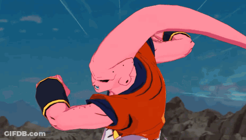 A Cartoon Character With A Pink Face And A Blue Shirt GIF