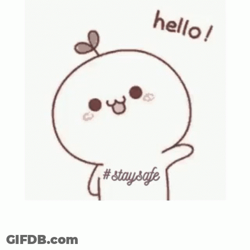A Cartoon Character With A Plant Growing Out Of It And The Words `` Hello '' . GIF