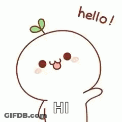 A Cartoon Character With A Plant Growing Out Of It 'S Head Is Saying `` Hello ! '' GIF