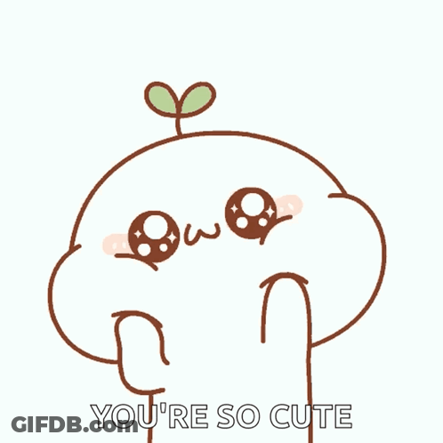 A Cartoon Character With A Plant Growing Out Of Its Head And The Words You 'Re So Cute Below It GIF