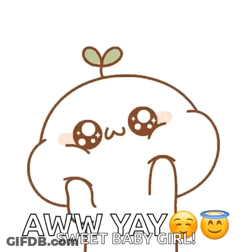 A Cartoon Character With A Plant Growing Out Of Its Head Says Awww Yay Sweet Baby Girl GIF