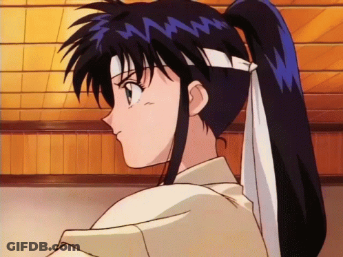 A Cartoon Character With A Ponytail And A Bandana Around Her Head GIF