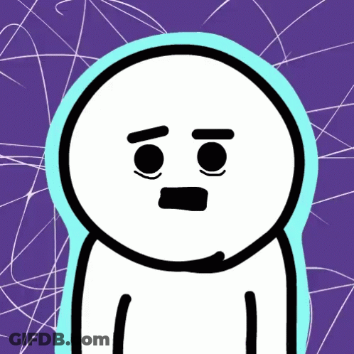 A Cartoon Character With A Purple Background And A Blue Border GIF