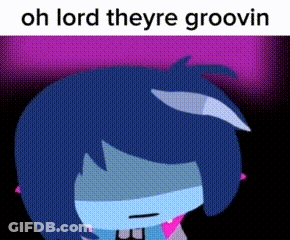 A Cartoon Character With A Purple Background And The Words `` Oh Lord Theyre Groovin '' . GIF