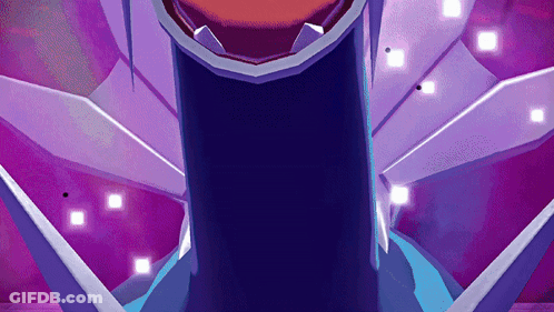 A Cartoon Character With A Purple Background And White Squares On It GIF