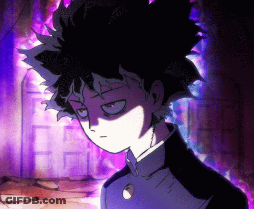 A Cartoon Character With A Purple Background Has A Button On His Chest GIF