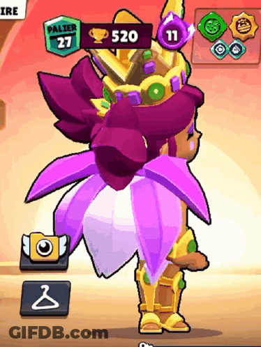 A Cartoon Character With A Purple Flower In Her Hair And A Purple Flower In Her Back GIF