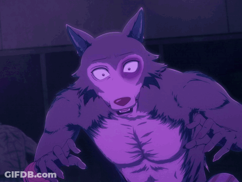 A Cartoon Character With A Purple Furry Body And A Purple Face GIF