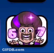 A Cartoon Character With A Purple Hat And A Purple Star On His Head Is Smiling In A Square . GIF