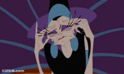 A Cartoon Character With A Purple Hat Is Covering Her Eyes GIF