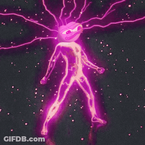 A Cartoon Character With A Purple Lightning Bolt Coming Out Of His Head GIF
