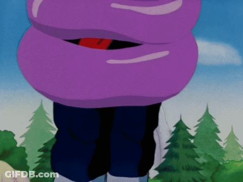 A Cartoon Character With A Purple Sweater On Stands In Front Of Trees GIF