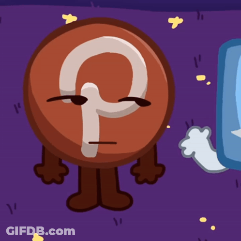 A Cartoon Character With A Question Mark On It 'S Face GIF