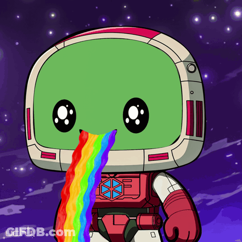 A Cartoon Character With A Rainbow Coming Out Of His Nose GIF