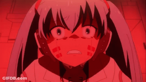 A Cartoon Character With A Red Background And The Letter E On Her Neck GIF