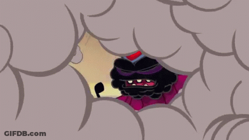 A Cartoon Character With A Red Button On His Head GIF