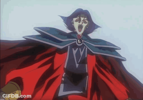 A Cartoon Character With A Red Cape And A Blue Cape With The Letter V On It GIF