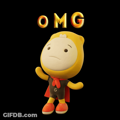 A Cartoon Character With A Red Cape And The Word Omg Behind Him GIF