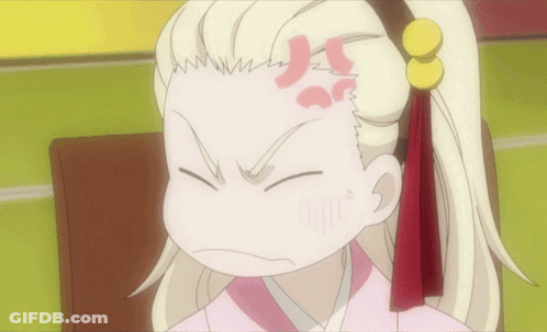 A Cartoon Character With A Red Circle On Her Forehead Looks Angry GIF