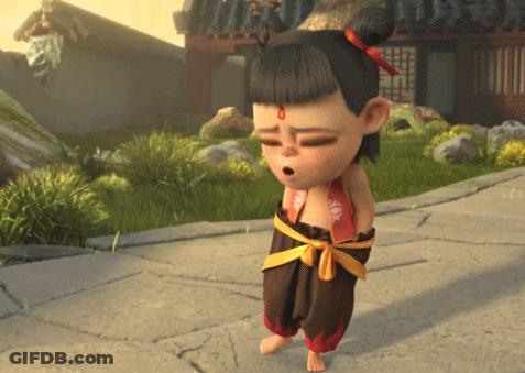 A Cartoon Character With A Red Circle On His Forehead Stands On A Sidewalk GIF
