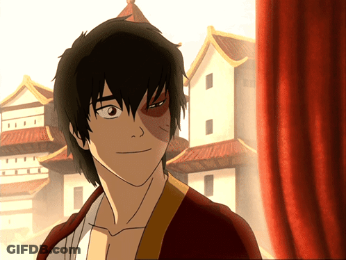 A Cartoon Character With A Red Eye Is Standing In Front Of A Red Curtain GIF