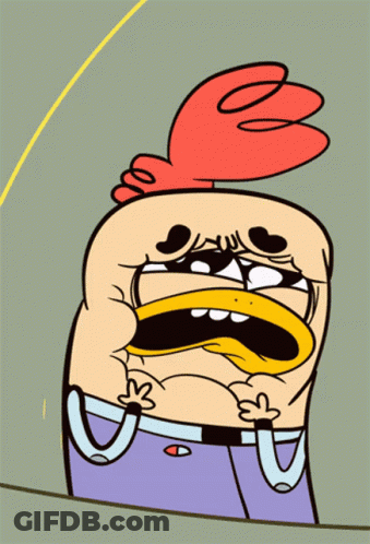 A Cartoon Character With A Red Hair And A Yellow Beak GIF