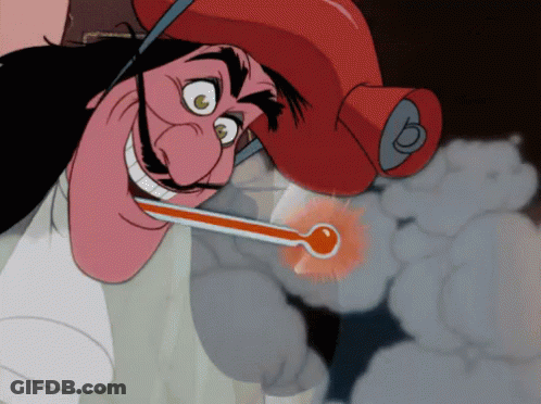 A Cartoon Character With A Red Hat And A Thermometer In His Mouth GIF