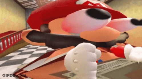 A Cartoon Character With A Red Hat And A White Paw GIF