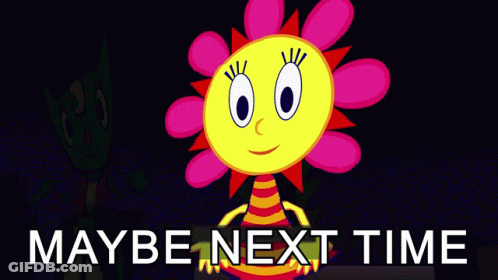 A Cartoon Character With A Red Hat And The Words Maybe Next Time On The Bottom GIF