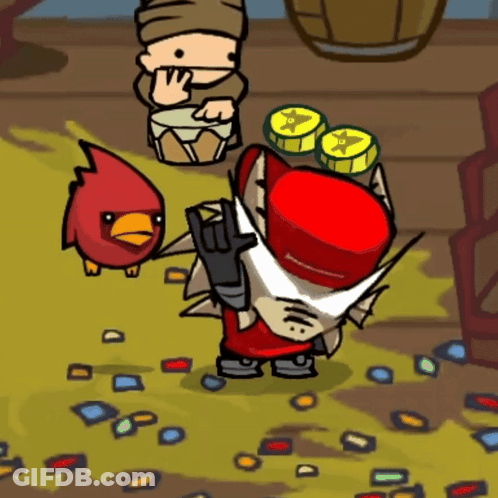 A Cartoon Character With A Red Hat Is Standing Next To A Small Red Bird GIF