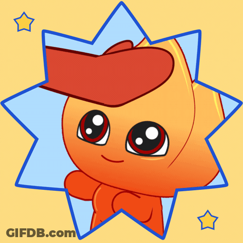 Cartoon Character With Red Hat On Yellow GIF