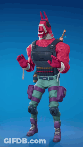 A Cartoon Character With A Red Head And Purple Pants Is Standing On A Blue Background GIF