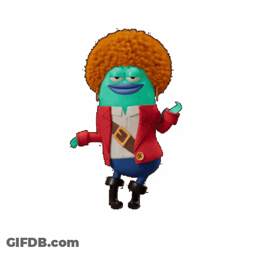 A Cartoon Character With A Red Jacket And A Red Afro GIF