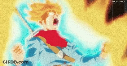 A Cartoon Character With A Red Scarf Around His Neck Is Standing In Front Of A Yellow Background And Screaming . GIF