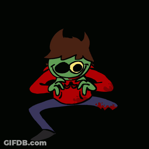 A Cartoon Character With A Red Sweater And Green Face GIF