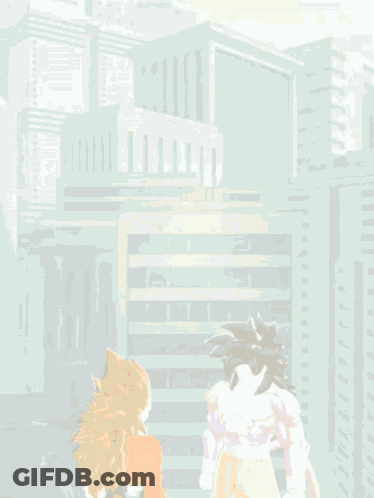 A Cartoon Character With A Red Tail Is Standing Next To Another Character GIF
