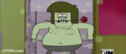A Cartoon Character With A Rose In His Mouth And The Word Cn At The Bottom GIF