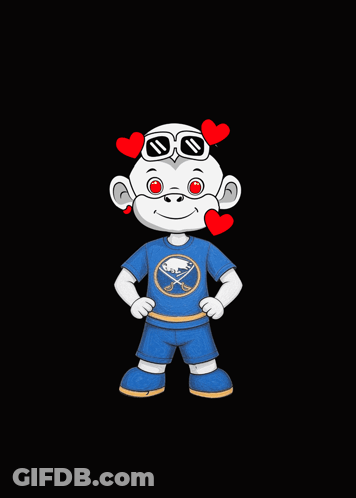 A Cartoon Character With A Sabres Shirt On GIF