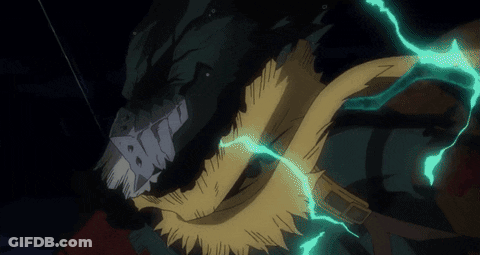 A Cartoon Character With A Scarf Around His Neck And A Lightning Bolt Coming Out Of His Mouth GIF